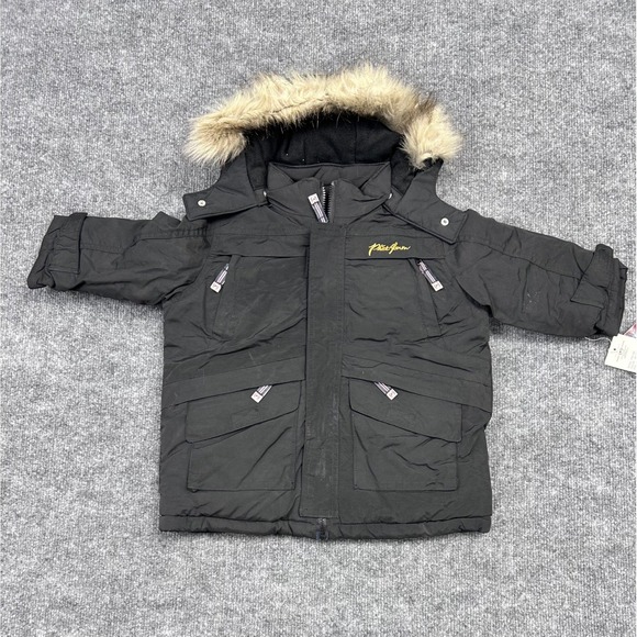 Phat Farm Vintage Black Hooded Fur Trimmed Parka Jacket‎ Toddler Boys 12-18 Mo - Picture 3 of 10
